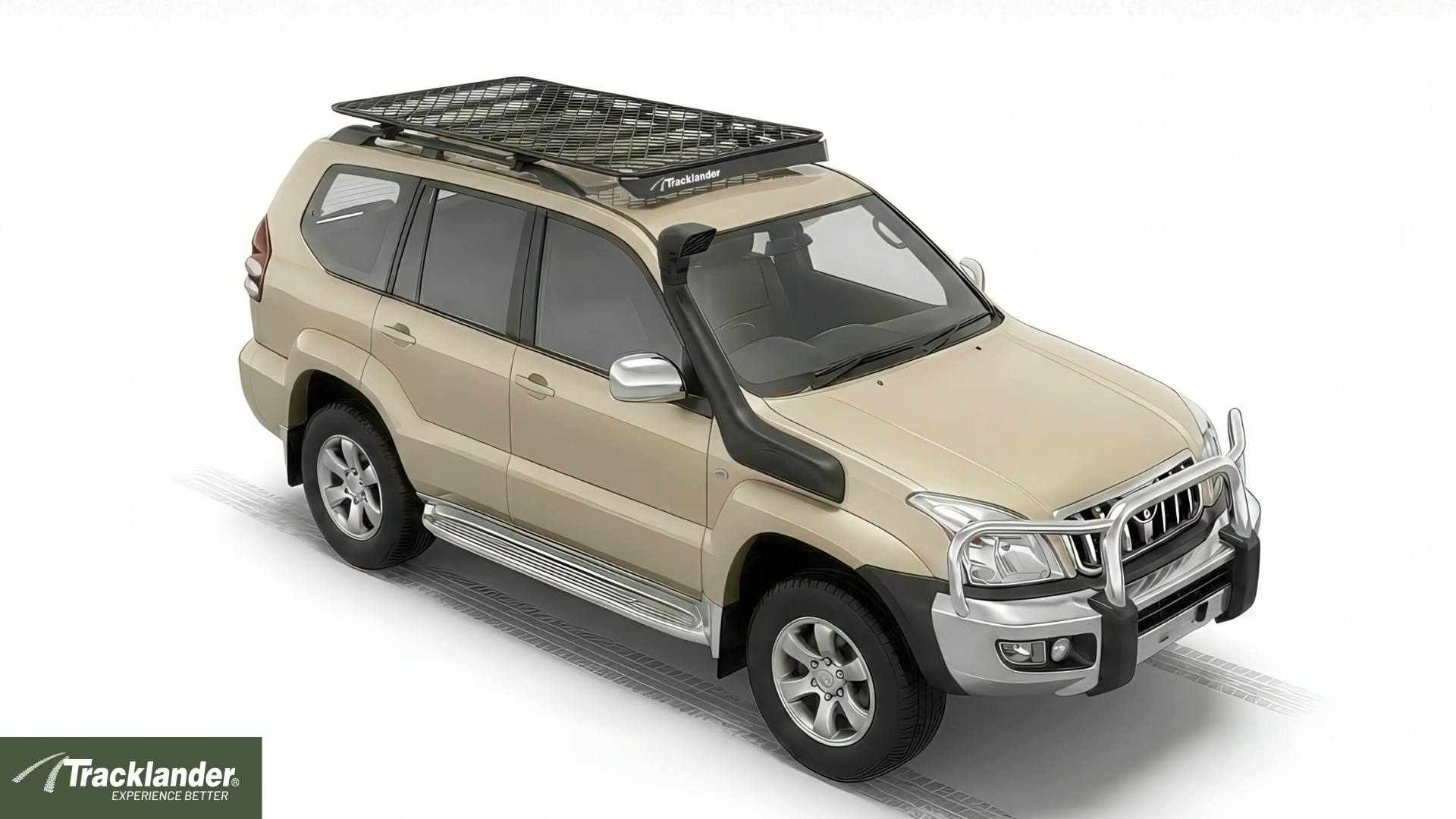 Toyota Prado 120 Series with Rails Tracklander Mesh Roof Rack Best Roofrack on the market 12