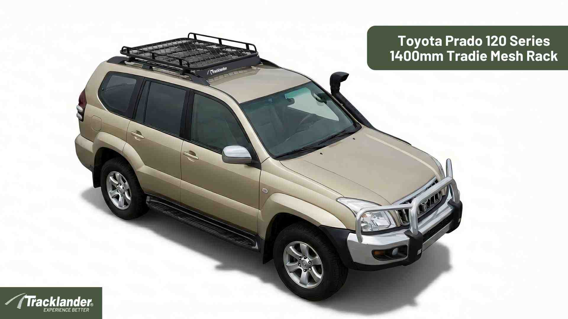 Toyota Prado 120 Series with Rails Tracklander Mesh Roof Rack Best Roofrack on the market 2