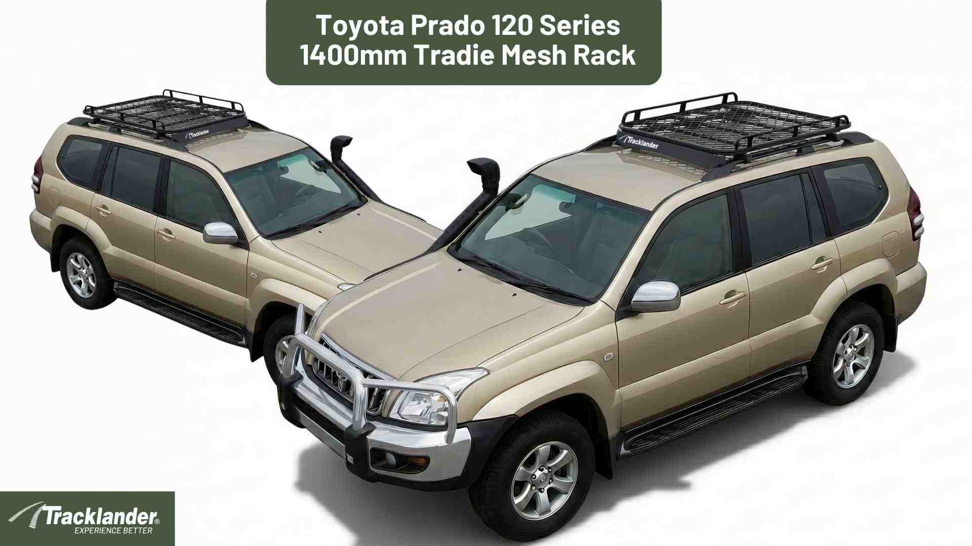 Toyota Prado 120 Series with Rails Tracklander Mesh Roof Rack Best Roofrack on the market 3