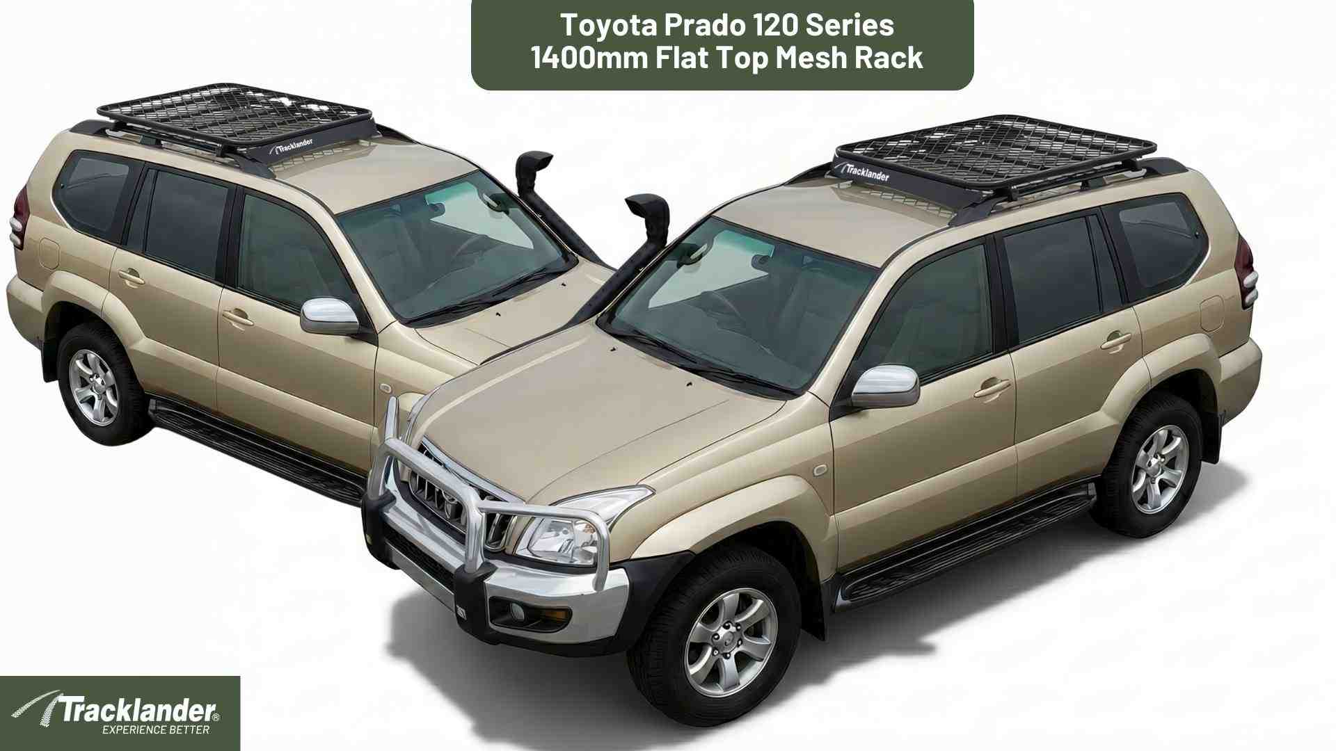 Toyota Prado 120 Series with Rails Tracklander Mesh Roof Rack Best Roofrack on the market 5